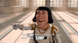 the simp has fallen in love with the simp Meme Template