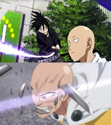 Saitama bites sword and breaks it Meme Template