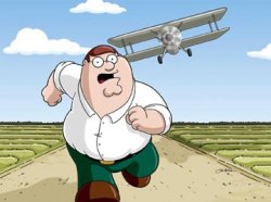 Peter Griffin running away from a plane Meme Template