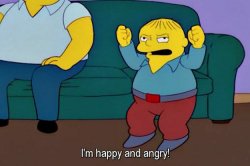 The Simpsons Ralph I'm happy and angry! Meme Template
