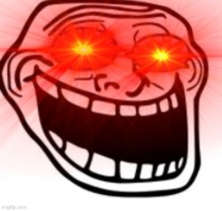 Screaming Troll Face with Glowing Eyes Meme Template