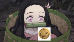 Nezuko with a cookie Meme Template