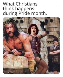 What Christians think happens during pride month Meme Template