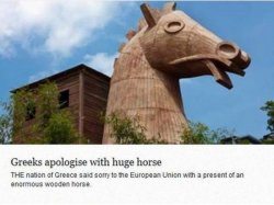 Greece trojan horse gift :/ Meme Template