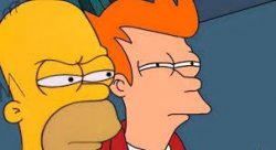 Homer and Fry suspicious Meme Template