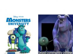 Monsters University vs. beast community college Meme Template