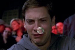 Ugly Crying Snot Bubble Peter Parker Meme Template