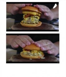 Burger being squeezed Meme Template