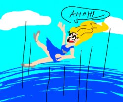 falling blonde girl in blue dress Meme Template
