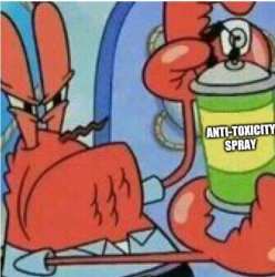 Mr. Krabs holding anti-toxicity spray Meme Template