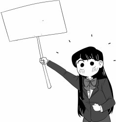 Komi-san holds the sign Meme Template