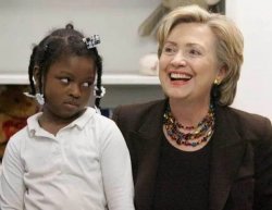 Hillary Clinton getting side eye from little black girl Meme Template