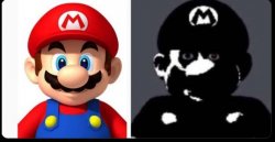 Mario and cursed mario Meme Template