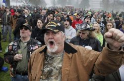 Angry white mob, rabble, cohort, crowd. Meme Template