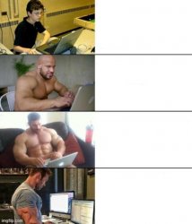 Muscular guys on the computer Meme Template