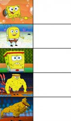 Spongebob baby, normal, tough, strong, god Meme Template