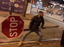Man holding a stop sign Meme Template