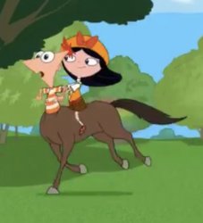 Isabella Riding Phineas Meme Template