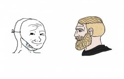 Masked Soyboy versus Chad Meme Template