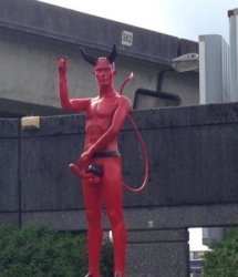 Horny Satan statue Meme Template