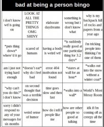 bad at being a person bingo Meme Template