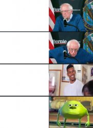 Bernie Sanders Reactions with sully wazowski and confused guy Meme Template