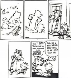 You had one job (Calvin and Hobbes) Meme Template