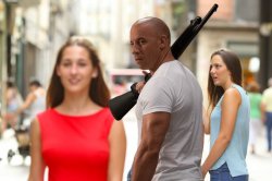 Vin Diesel Distracted Boyfriend Meme Template
