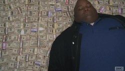 fat rich man laying down on money Meme Template