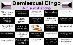 Demisexual Bingo (Enlarged Text) Meme Template