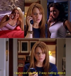 Mean Girls 3 Way Phone Attack Meme Template