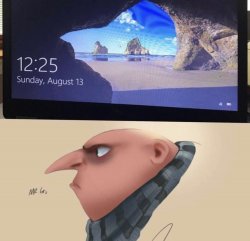 Gru and tv Meme Template