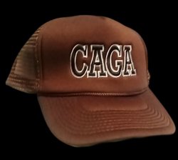 CAGA Hat side Trans dark brown Trucker Meme Template
