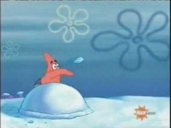 Patrick throwing a snowball Meme Template