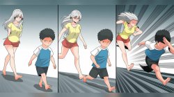 anime girl running after short boy Meme Template