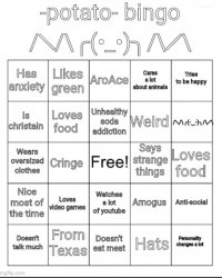 -Potato- bingo Meme Template