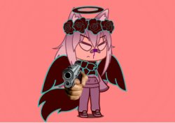 Bridgette (My gacha oc) with a gun Meme Template