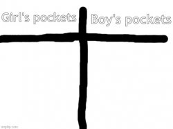 Girl's pockets V.S. Boy's pockets Meme Template