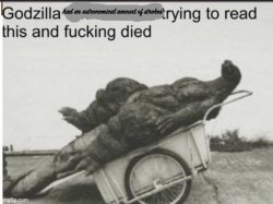 Godzilla has astronomical amounts of strokes. Meme Template