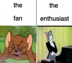 The rodent fan vs. The feline enthusiast Meme Template