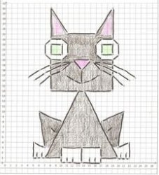 Cat drawing on graph paper  #1 Meme Template