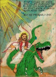 Jesus Rides Dino Meme Template