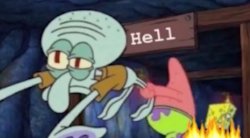 Squidward being dragged down to hell Meme Template