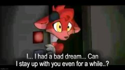 Foxy having a bad dream but recreated Meme Template