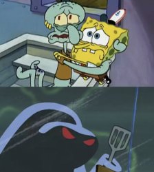 Scared Spongebob and Squidward Meme Template