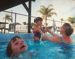 Kid drowning in pool while mother ignores him Meme Template