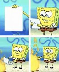 Spongebob burning paper Meme Template