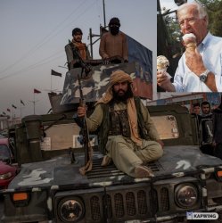 Biden eats ice cream as Kabul burns Meme Template