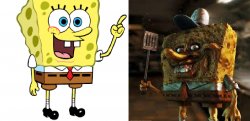 Normal and creepy spongebob Meme Template