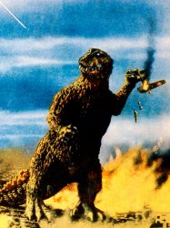 Godzilla snatches plane Meme Template